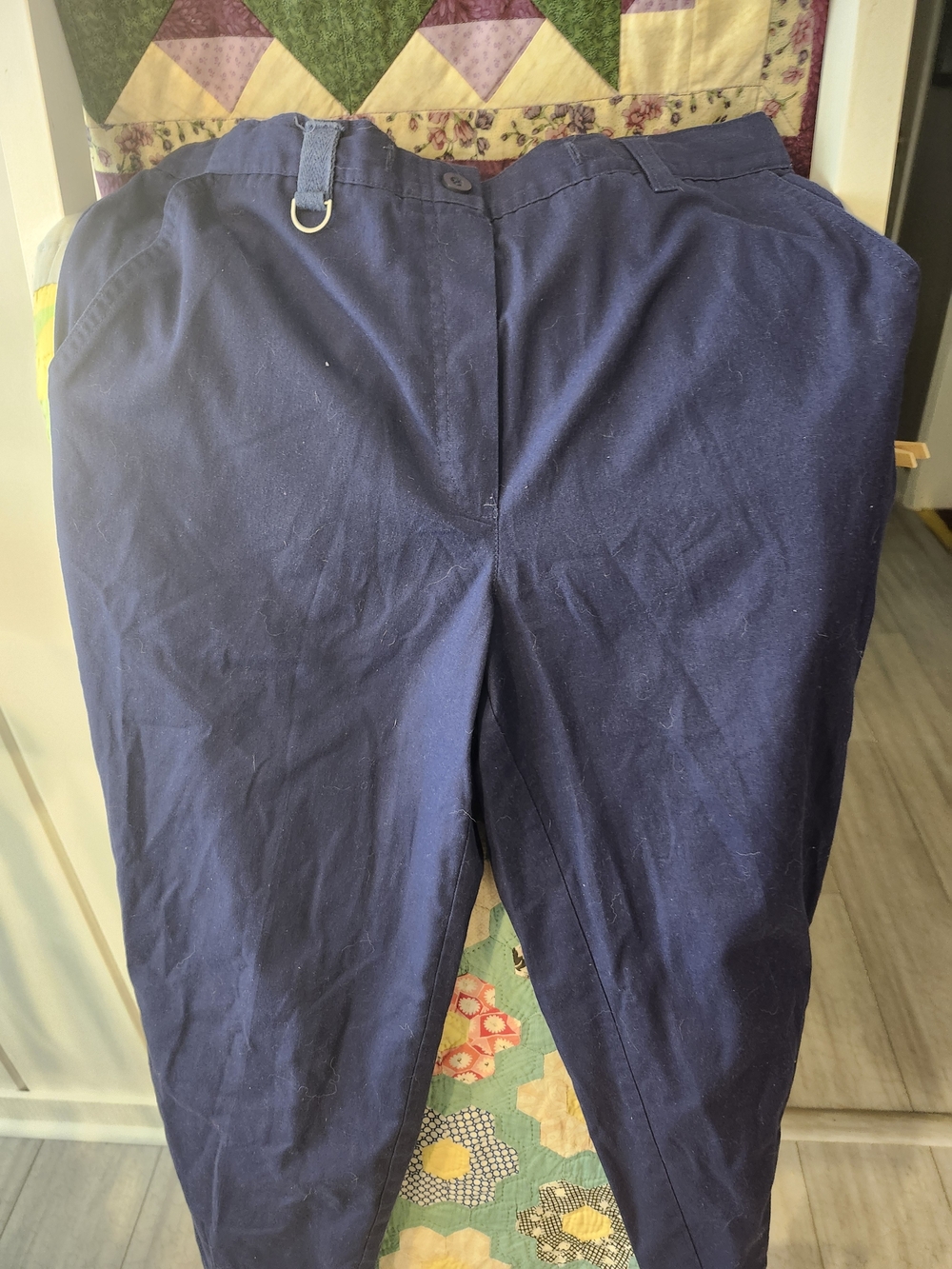 Womens Navy Cotton Chino Pants